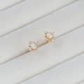 Birthstone October 925 Sterling Silver Gold Plated CZ Zircon Opal Stud Earrings Vintage Geometric 1
