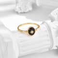Agate 925 Sterling Silver Gold Plated Flower Star Crystal Ring 5