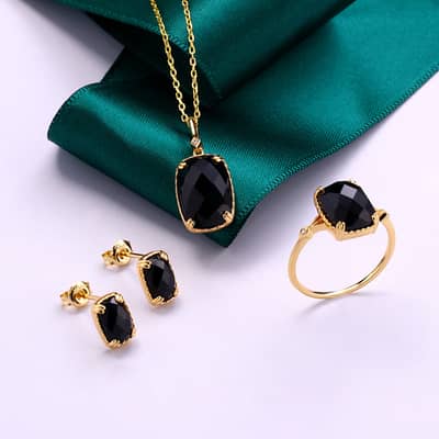 Agate 925 Sterling Silver Gold Plated Geometric Square Necklace detail 3