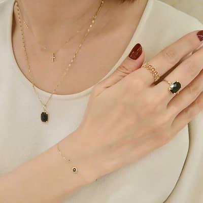 Agate 925 Sterling Silver Gold Plated Geometric Square Necklace detail 6