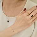 Agate 925 Sterling Silver Gold Plated Geometric Square Necklace 6