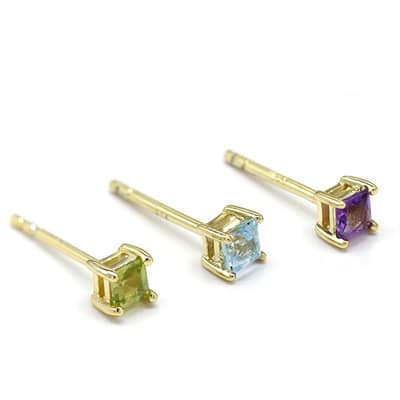 Birthstone November Topaz 925 Sterling Silver Gold Plated Vintage Geometric Square Earrings detail 1