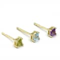 Birthstone November Topaz 925 Sterling Silver Gold Plated Vintage Geometric Square Earrings 1