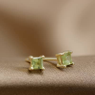 Birthstone November Topaz 925 Sterling Silver Gold Plated Vintage Geometric Square Earrings detail 5