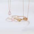Rose Quartz 925 Sterling Silver Gold Plated Geometric Drop Ring 2
