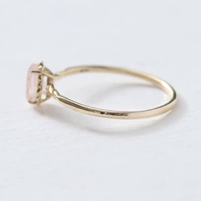 Rose Quartz 925 Sterling Silver Gold Plated Geometric Drop Ring detail 5
