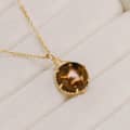Tea-Coloured Citrine 925 Sterling Silver Gold Plated Cute Cat Necklace 3