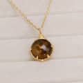 Tea-Coloured Citrine 925 Sterling Silver Gold Plated Cute Cat Necklace 6