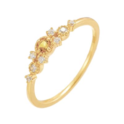 Citrine 925 Sterling Silver Gold Plated Cz Zircon Ring detail 1