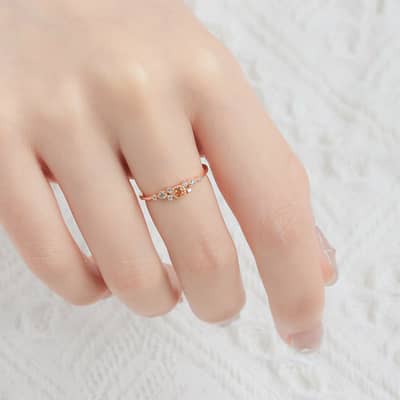 Citrine 925 Sterling Silver Gold Plated Cz Zircon Ring detail 2