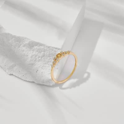 Citrine 925 Sterling Silver Gold Plated Cz Zircon Ring detail 3