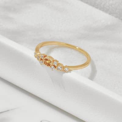 Citrine 925 Sterling Silver Gold Plated Cz Zircon Ring detail 4