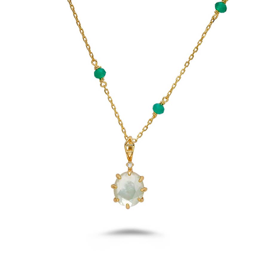 Birthstone December Tanzanite 925 Sterling Silver Gold Plated Geometric Rhombic Necklace - main