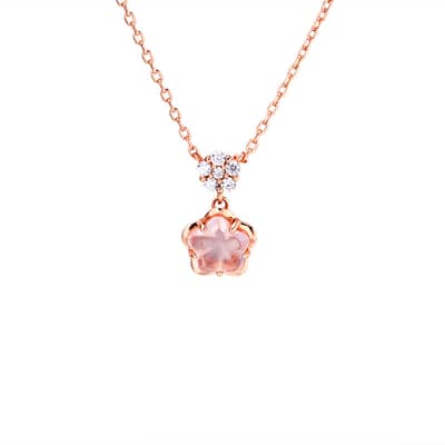 Rose Quartz 925 Sterling Silver Gold Plated Cz Zircon Star Necklace detail 1