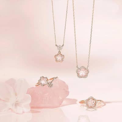 Rose Quartz 925 Sterling Silver Gold Plated Cz Zircon Star Necklace detail 2