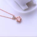 Rose Quartz 925 Sterling Silver Gold Plated Cz Zircon Star Necklace 5