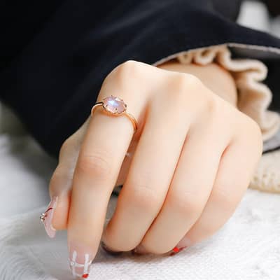 Labradorite 925 Sterling Silver Gold Plated Simple Gems Geometric Ring detail 4