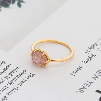 Labradorite 925 Sterling Silver Gold Plated Simple Gems Geometric Ring detail 5