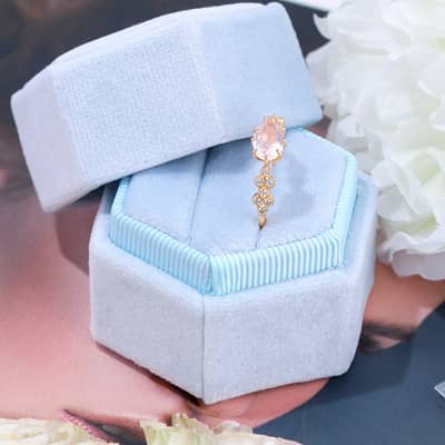 Vintage GTC Certified Rose Quartz 925 Sterling Silver Gold Plated CZ Zircon Ring detail 4