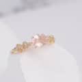 Vintage GTC Certified Rose Quartz 925 Sterling Silver Gold Plated CZ Zircon Ring 6