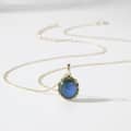 Malachite 925 Sterling Silver Gold Plated Geometric Round Necklace 5