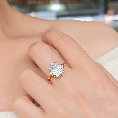 Ametrine 925 Sterling Silver Gold Plated Round Twist Crystal Ring detail 2