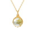 Lemon Quartz Gemstone 925 Sterling Silver Gold Plated Cute Cat Necklace 1