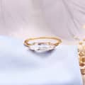 Rock Crystal Gemstone 925 Sterling Silver Gold Plated Geometric Rhombus Ring 2