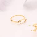 Rock Crystal Gemstone 925 Sterling Silver Gold Plated Geometric Rhombus Ring 4