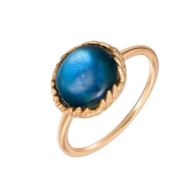 Malachite 925 Sterling Silver Gold Plated Geometric Round Ring detail 1