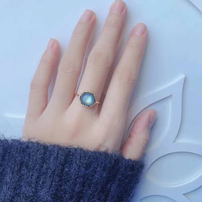 Malachite 925 Sterling Silver Gold Plated Geometric Round Ring detail 3