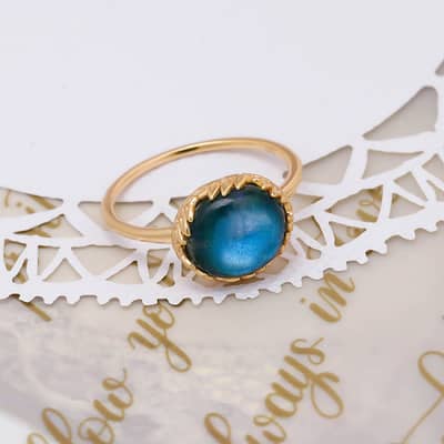 Malachite 925 Sterling Silver Gold Plated Geometric Round Ring detail 4
