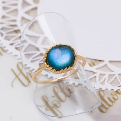 Malachite 925 Sterling Silver Gold Plated Geometric Round Ring detail 6