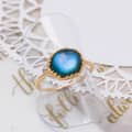 Malachite 925 Sterling Silver Gold Plated Geometric Round Ring 6