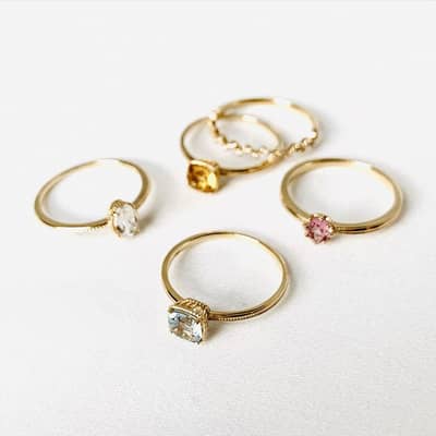 Vintage 925 Sterling Silver Gold Plated Geometric Square Gemstone Ring with GTC Certification detail 6