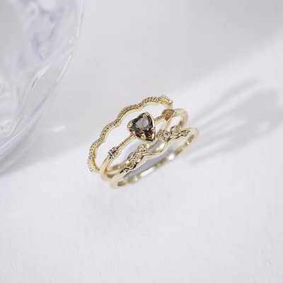 Tea-Coloured Citrine 925 Sterling Silver Gold Plated Geometric Triangle Ring detail 3