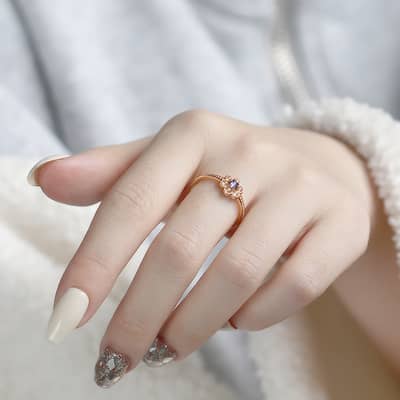 Natural Iolite 925 Sterling Silver Gold Plated Flower Ring detail 4