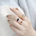 Natural Iolite 925 Sterling Silver Gold Plated Flower Ring 6
