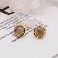 925 Sterling Silver Gold Plated Cute Cat Tea-Coloured Citrine Crystal Earrings 2
