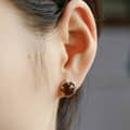 925 Sterling Silver Gold Plated Cute Cat Tea-Coloured Citrine Crystal Earrings 4