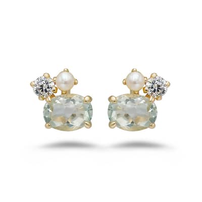 Ametrine 925 Sterling Silver Gold Plated Cz Zircon Earrings detail 1