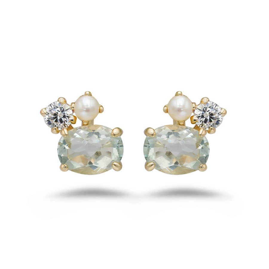 Ametrine 925 Sterling Silver Gold Plated Cz Zircon Earrings - main