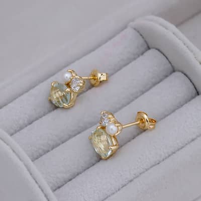 Ametrine 925 Sterling Silver Gold Plated Cz Zircon Earrings detail 6