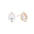 Rock Crystal Gemstone 925 Sterling Silver Gold Plated Geometric Drop Stud Earrings 1
