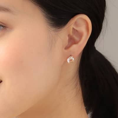 Rock Crystal Gemstone 925 Sterling Silver Gold Plated Geometric Drop Stud Earrings detail 3