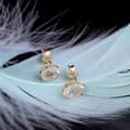 Rock Crystal Gemstone 925 Sterling Silver Gold Plated Geometric Drop Stud Earrings 4