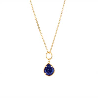 Blue Gemstone 925 Sterling Silver Gold Plated Vintage Geometric North Star Necklace detail 1
