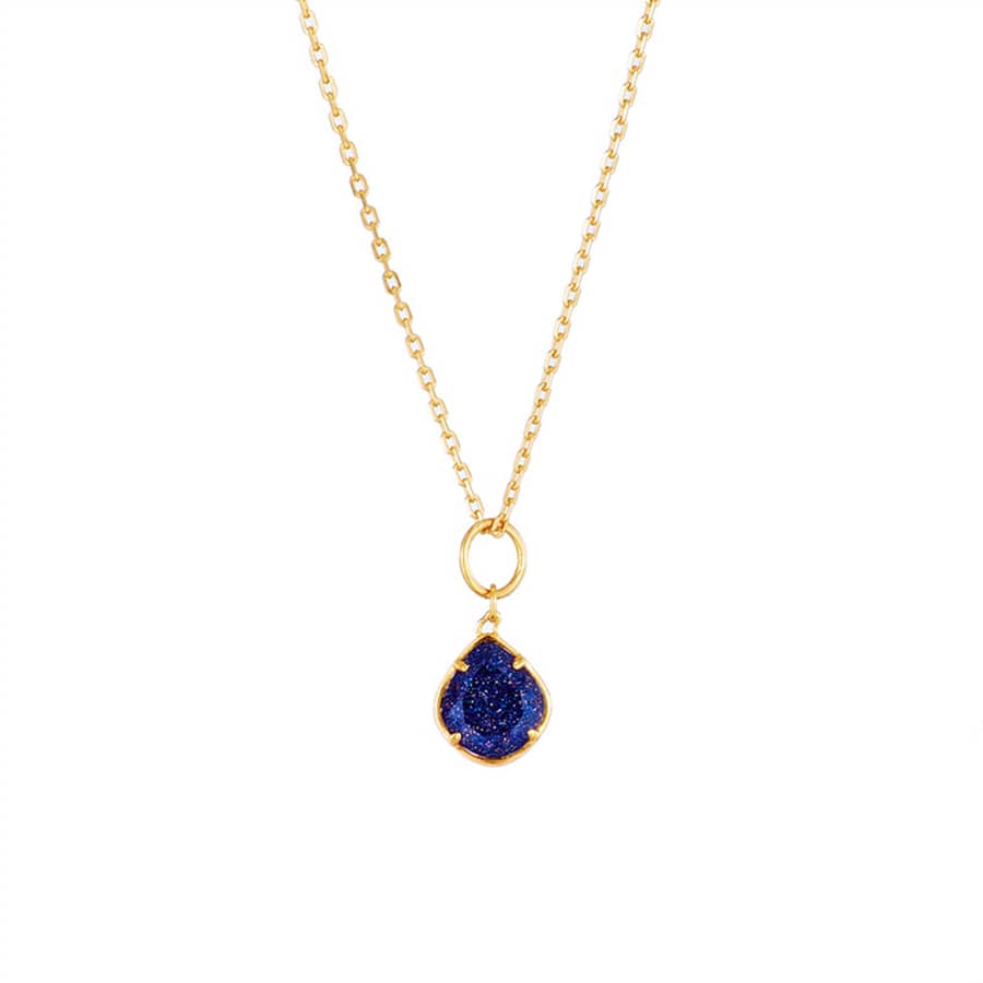 Blue Gemstone 925 Sterling Silver Gold Plated Vintage Geometric North Star Necklace - main