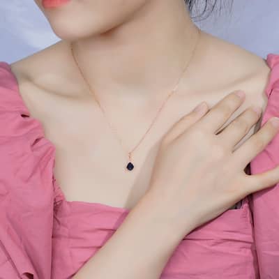 Blue Gemstone 925 Sterling Silver Gold Plated Vintage Geometric North Star Necklace detail 2