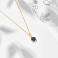 Blue Gemstone 925 Sterling Silver Gold Plated Vintage Geometric North Star Necklace 4